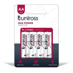 Pile Alcaline 4 x AA LR6 1.5V Uniross MAX POWER