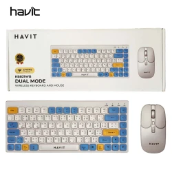 HAVIT KB831WB Kit Mini Clavier + Souris sans-fil double-mode 2.4ghz + Bluetooth 5.1 Rechargeable