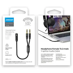 Adaptateur Splitter audio Aux Jack 3.5mm Femelle vers 2 x AUX Male Casque + Microphone Joyroom SY-A05