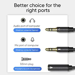 Adaptateur Splitter audio Aux Jack 3.5mm Femelle vers 2 x AUX Male Casque + Microphone Joyroom SY-A05