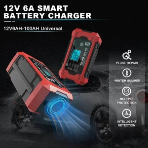 Chargeur Rapide Batterie Plomb 12V 6A avec Fonction Réparation Automatique