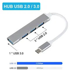 HUB Type-c USB-C vers to 1 x USB 3.0 + 3 x USB 2.0