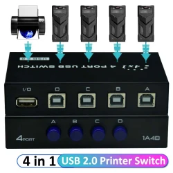 Switch imprimante 4 Ports USB-B pour partage Imprimantes PC Scanner Caméra Clavier