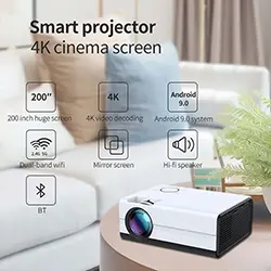 Mini DATASHOW Vidéo Projecteur LED Smart 720P Native 4K Android WIFI