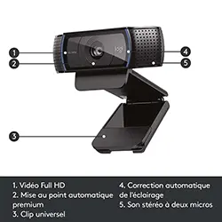 WEBCAM Logitech C920 HD Pro Full HD 1080p avec deux Microphones
