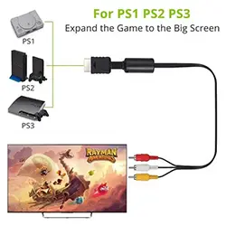 Cable Vidéo Audio PS2 vers AV RCA avec filtre 1.8m pour PS1 PS2 PS3