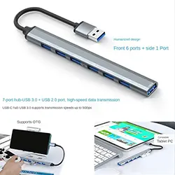 HUB Répartiteur 7 en 1 USB 3.0 5Gbps vers 1 x USB 3.0 + 6 x USB 2.0 OTG en aluminium
