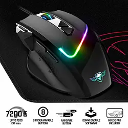 Souris USB Spirit of gamer PRO-M3 RGB S-PM3RGB 7200dpi 8 Boutons programmables avec tapis - Noir