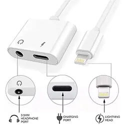 Adaptateur 2 en 1 Lightning Iphone vers Audio AUX 3.5mm Prise casque + Charge Lightning Iphone