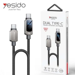 YESIDO CA179 Câble USB-C Type-c vers USB-C 100W avec affichage LED de puissance