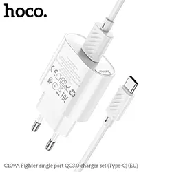 Chargeur Rapide Alimentation USB 18W QC3.0 HOCO C109A + câble USB-A vers USB-C 1m