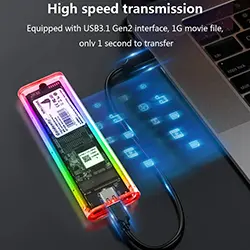 Rack Boitier disque dur SSD M.2 Double protocole NVME NGFF RGB USB 3.1 type-c 10gbps