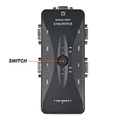 Switch KVM VGA USB 2.0 4 Ports pour partage clavier, souris, moniteur d'ordinateur