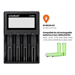 Chargeur de pile batterie professionel LiitoKala lii-PD4 Li-ion 3,7 V et NiMH 1,2 V 2A 18650 21700 26650 AA AAA
