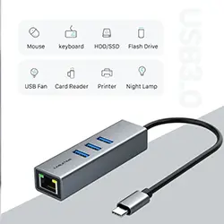 Adaptateur Ethernet USB-C Type-c vers RJ45 1000Mbps + 3 x USB 3.0 CABLETIME