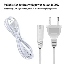 Cable Secteur Alimentation IEC C7 Bi-polaire 2 x 0.75mm² 250V 2.5A 1.5m - Blanc