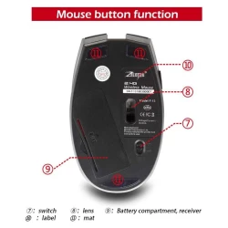Souris Gaming Sans-Fil 2.4ghz ZELOTES F-13 2400Dpi 6 Bouttons