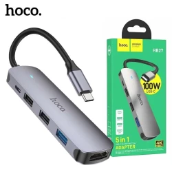HUB Adaptateur 5 en 1 HOCO HB27 Type-c vers HDMI 4K + PD 100W USB-C + USB 3.0 + USB 2.0
