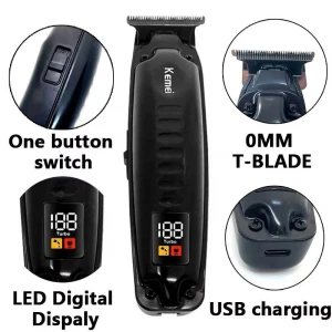 Kemei KM-1578 Tondeuse 10W Sans Fil Rechargeable USB Barbe & Cheveux LCD