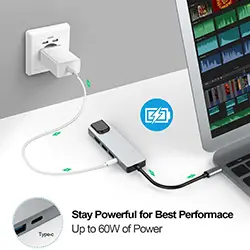Adaptateur HUB 5 en 1 USB-C to HDMI + RJ45 + Type-C + 2 * USB 3.0