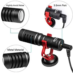 Microphone de Studio à condensateur 3.5mm BOYA BY-MM1 pour caméra et enregistrement vidéo  iPhone, Smartphone Android