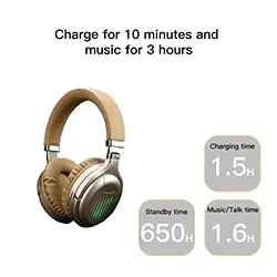 Casque Sans-fil Bluetooth 5.0 MOXOM MX-WL14 Pliable avec Microphone Micro SD AUX FM - Gold