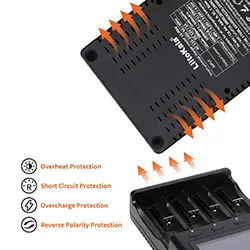 Chargeur de pile batterie professionel LiitoKala lii-PD4 Li-ion 3,7 V et NiMH 1,2 V 2A 18650 21700 26650 AA AAA