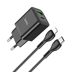 Chargeur rapide Dual Port USB HOCO N28 PD + QC3.0 20W + Cable Type-c to Lightning iphone 1m