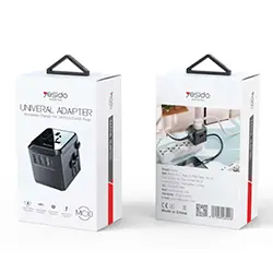 Adaptateur de voyage Universelle Multi-Prise UK EU US AU YESIDO MC10 3 x USB + 1 x Type-C