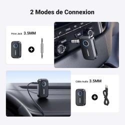 Récepteur Bluetooth 5.3 AUX 3.5mm UGREEN pour Voiture, haut-parleurs, Audio, mains libres