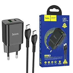 Chargeur Rapide Dual Port USB HOCO N28 PD + QC3.0 20W + Cable Type-c to Type-c 1m