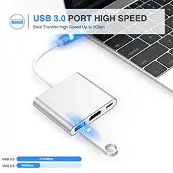 Adaptateur Convertisseur 3 en 1 USB-C Type-C Vers to HDMI + USB 3.0 + Type-C PD 4K 30Hz