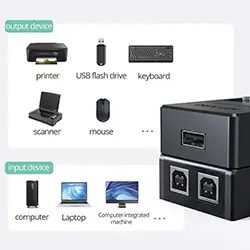 Switch Répartiteur USB 2 Ports MT-SW221-CH pour partage automatique imprimantes, Scanner, Clé USB