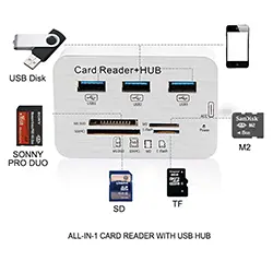 HUB USB 3.0 vers 3 * USB 3.0 + Lecteur carte SD + Micro SD + T-Flash + M2