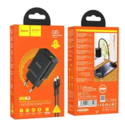 Chargeur rapide Dual Port USB HOCO N28 PD + QC3.0 20W + Cable Type-c to Lightning iphone 1m