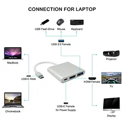Adaptateur Convertisseur 3 en 1 USB-C Type-C Vers to HDMI + USB 3.0 + Type-C PD 4K 30Hz