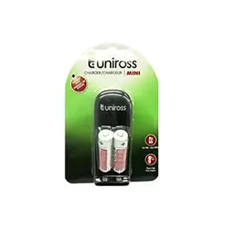 Chargeur de pile UNIROSS Mini X2 AA / AAA + 2 Piles AA Rechargables 2000mAh UCW008