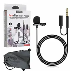 Microphone Lavalier Cravate AUX Audio 3.5mm JH-043-A 1.5m avec pochette