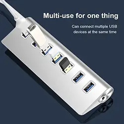 Hub USB 3.0 5Gbps HI-Speed 7 Ports USB en aluminium pour PC portable, MacOS
