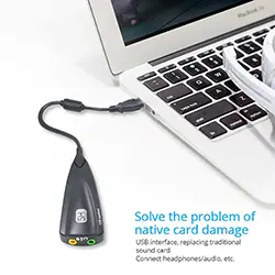 Carte son externe USB 7.1 3D 5HV2 Casque, Microphone, Jack 3.5mm pour ordinateur portable, PC, PS4