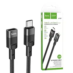 Rallonge Type-c mâle to Type-c Femelle HOCO U107 3A 1.2m pour charge et transfert de données