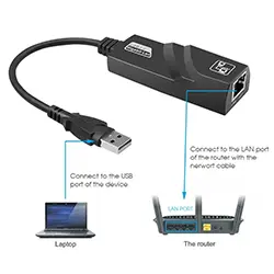 Adaptateur Carte réseau USB 3.0 vers Gigabit Ethernet RJ45 LAN 1000mbps pour ordinateur PC TV Box