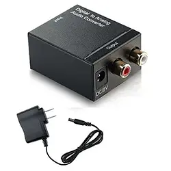 Convertisseur audio Digital numérique Toslink fibre optique et Coaxial vers to Analogique 2 x RCA avec alimentation